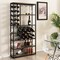 Freestanding Wine Rack Cabinet 27 Bottle Holder with Glass Rack 6 Tier Shelves Rustic Brown Black